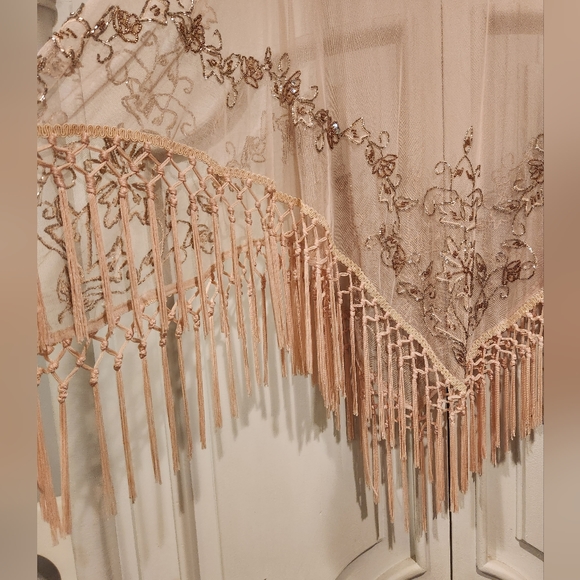 R&M RICHARDS BEAUTIFUL FRINGE HANDBEADED PONCHO Size 16 vintage brand new.rare. - Picture 7 of 15